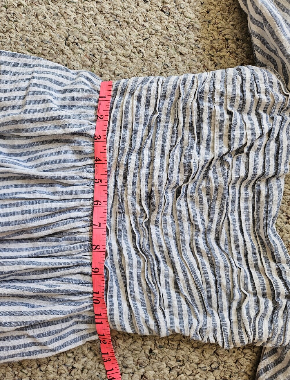Abercrombie & Fitch Blue Stripe Puff Sleeve Midi Dress Cottagecore Smocked XS - Picture 6 of 10